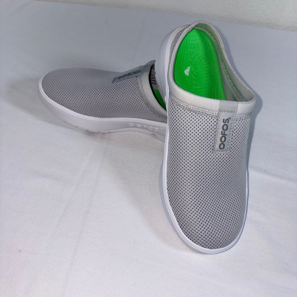 OOFOS OOmg Mesh Low Shoe Size 10 Grey Excellent Recovery Slip On Mules